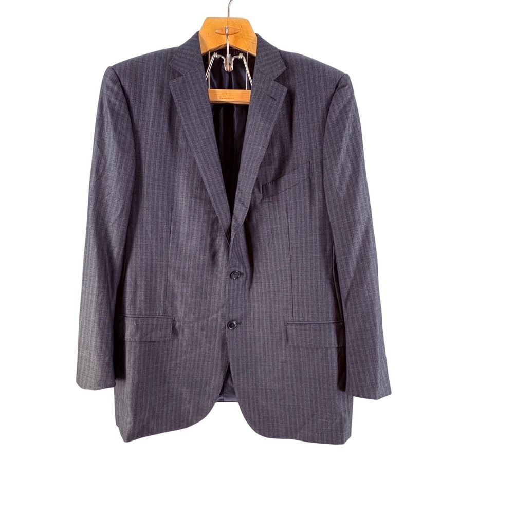 Ermenegildo Zegna Su Misura Trofeo 600 Grey/Blk Stripe Blazer Mens IT 58/US 48R